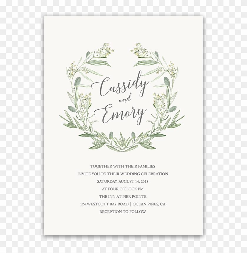 Watercolor Wreath Greenery Wedding Invitations - Olive Flower Watercolor Clipart