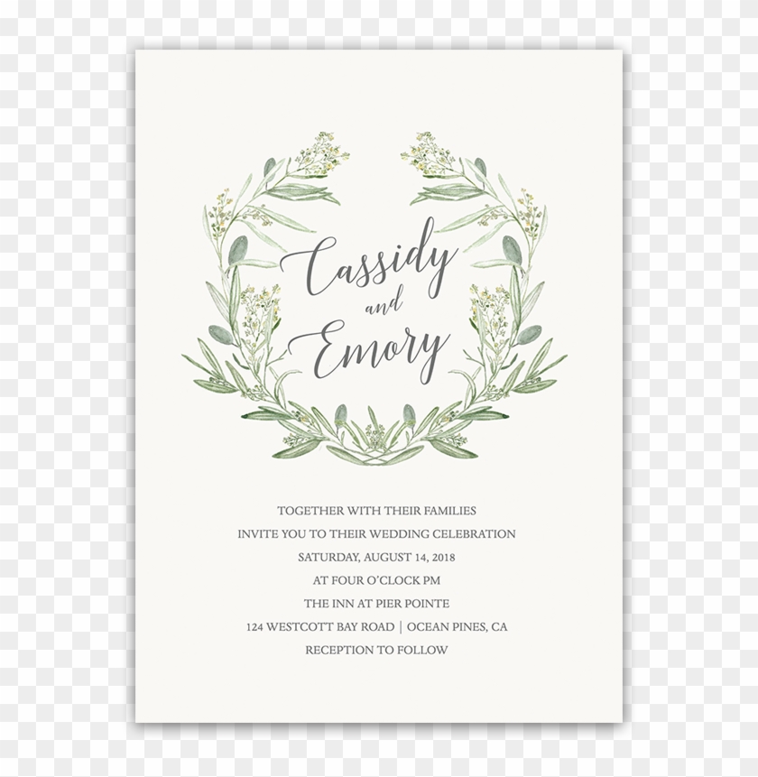Watercolor Wreath Greenery Wedding Invitations - Olive Flower Watercolor Clipart #1343372