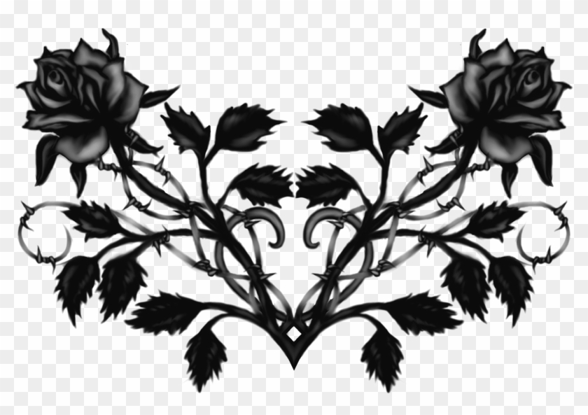 Goth Tattoo Png Free Download - Black Roses With Thorns Clipart #1343658