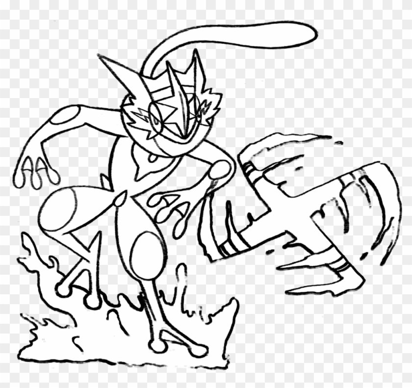 Quality Coloring Pages Of Greninja Ash Filmoom Me - Pokemon Drawings Ash Greninja Clipart #1344144