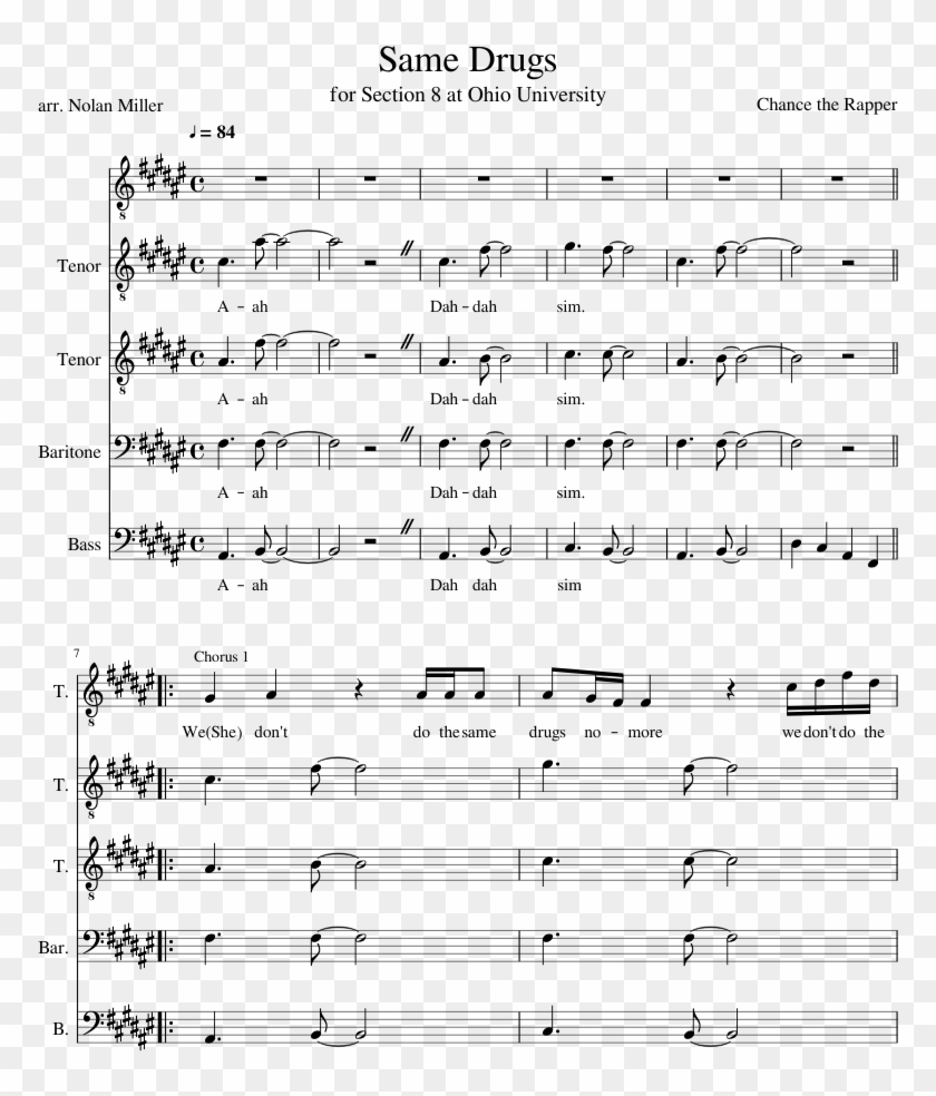 Same Drugs Sheet Music Composed By Chance The Rapper - Flight Of The Silverbird Sheet Music Alto Sax Clipart