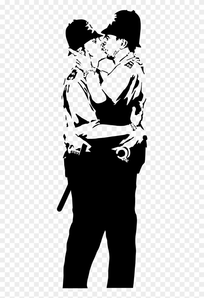 Banksy's Kissing Policemen Sticker - Brighton Clipart
