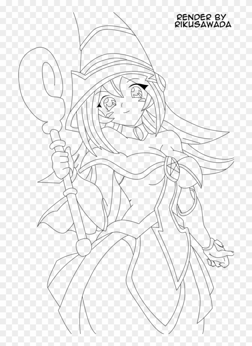 Dark Magician Girl Lineart - Dark Magician Girl Coloring Pages Clipart