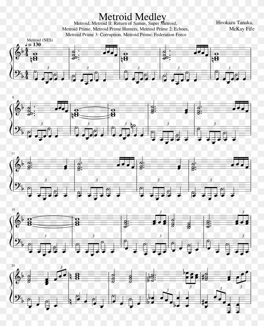 Metroid Medley Sheet Music Composed By Hirokazu Tanaka, - Poem Of Everyone's Souls Sheet Music Clipart
