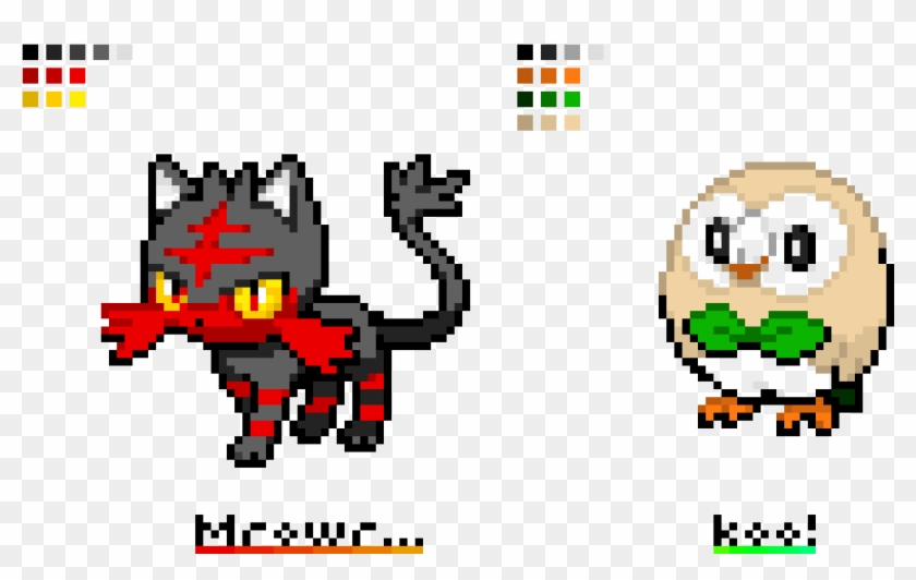 Litten Rowlet - Pixel Art Pokemon Fire Red Clipart