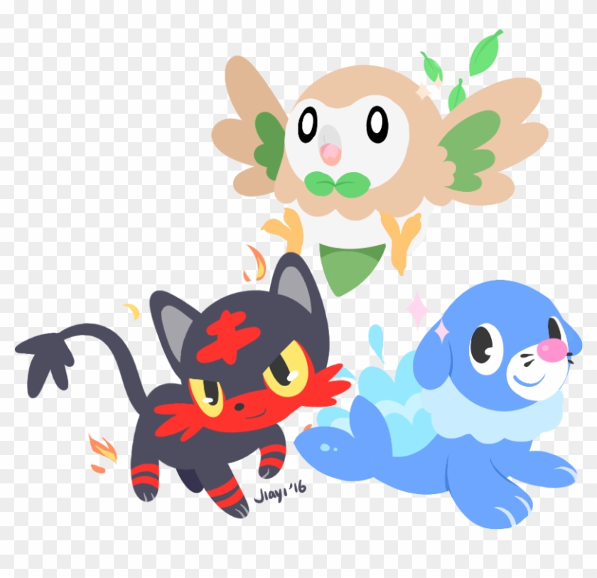 Rowlet, Litten And Popplio I Can't Choose Between Them - Rowlet Litten And Popplio Cute Clipart