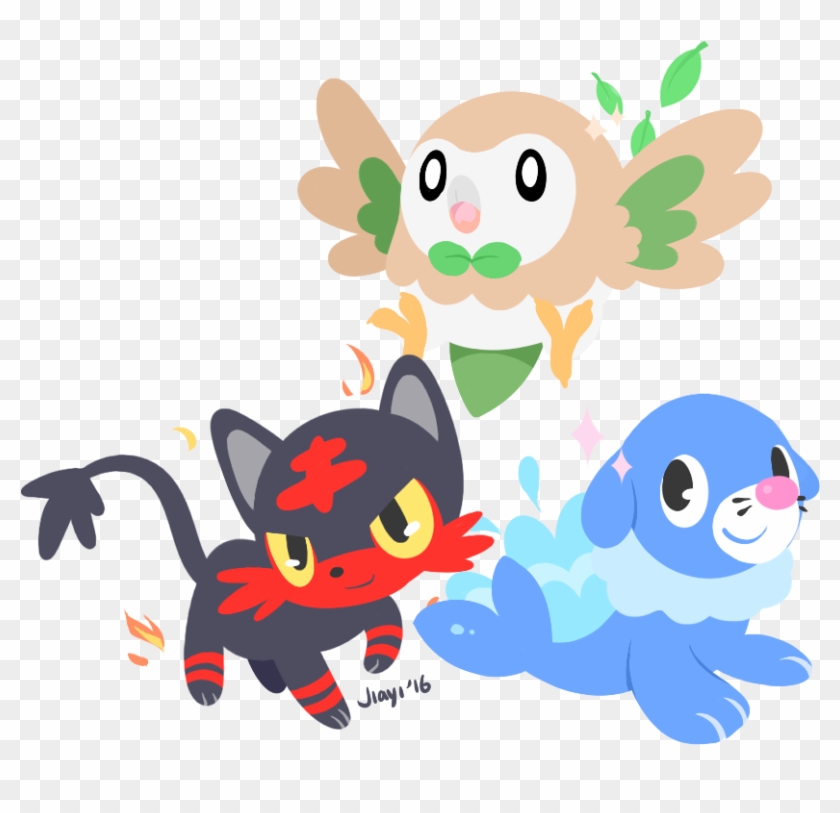 Rowlet, Litten And Popplio I Can't Choose Between Them - Rowlet Litten And Popplio Cute Clipart #1348583