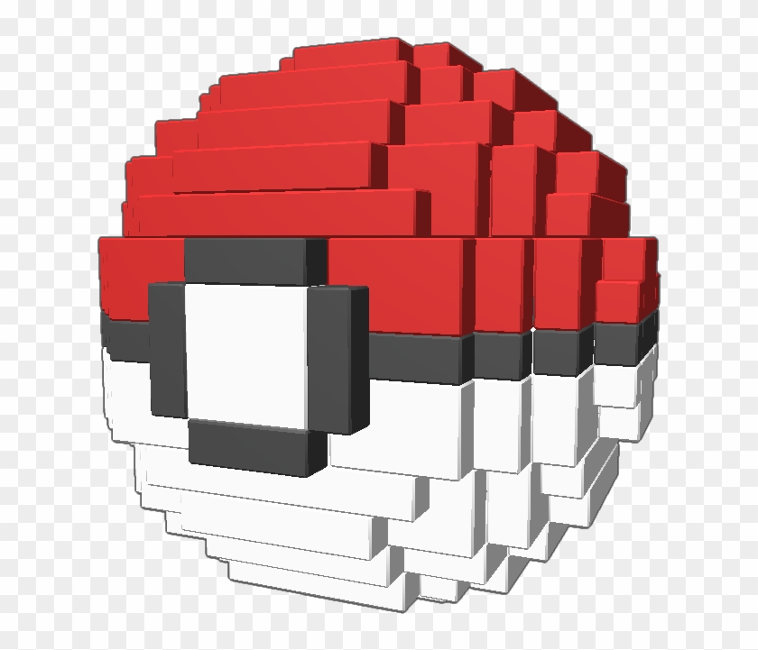 A 3d Pixel Art Pokeball From Pokemon - Pokeball Pixel Art Clipart