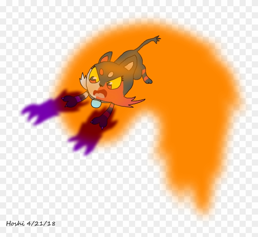 New Litten Doing Fire Charge And Shadow Claw Combined - Illustration Clipart