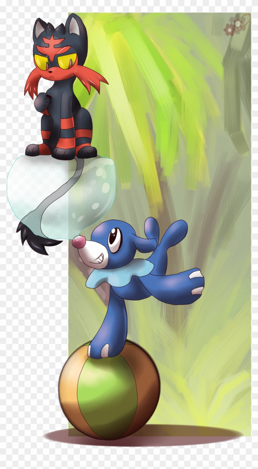 Litten And Popplio By Mechasvitch-pokemon - Cartoon Clipart #1349269