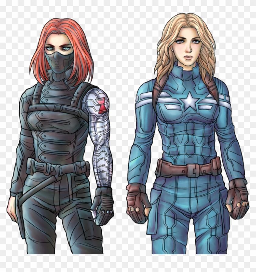 Natasha Romanoff As Winter Soldier Sharon Carter As - Captain America Vs Soldier 76 Clipart