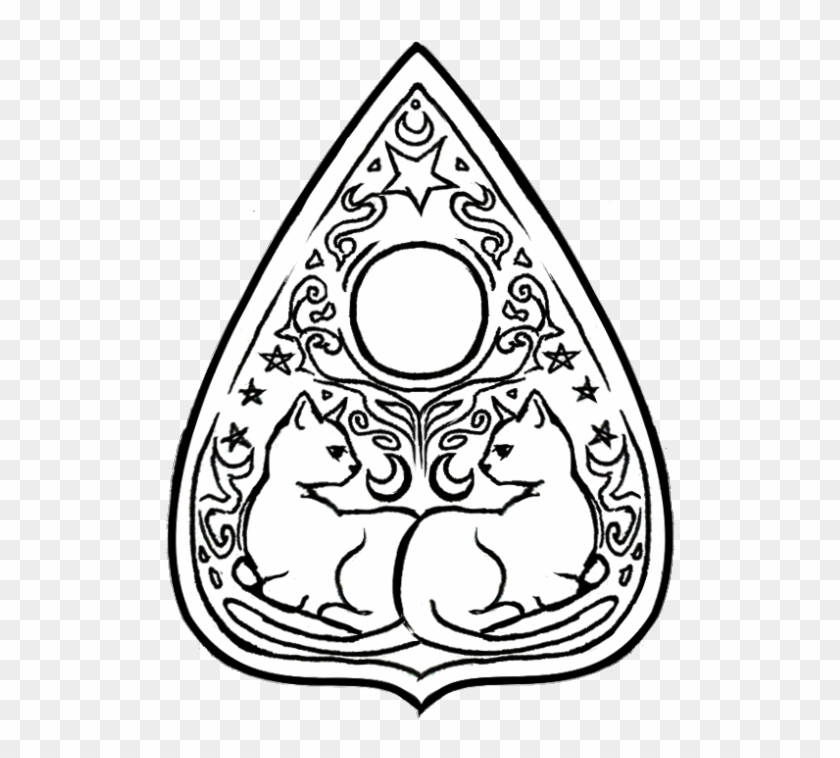 [little Grey Cat Theme] Ouija Tattoo, Cat Tattoo, Body - Ouija Planchette Tattoo Design Clipart