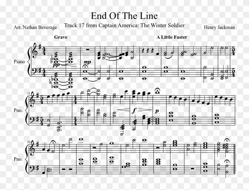End Of The Line Sheet Music Composed By Henry Jackman - Winter Soldier Theme Sheet Music Clipart #1350462