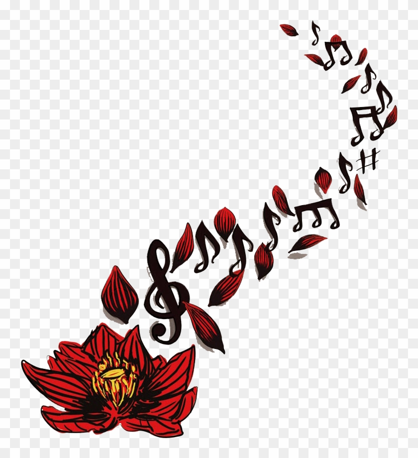 Music Notes Tattoo - Rose With Music Note Tattoo Clipart #1351058