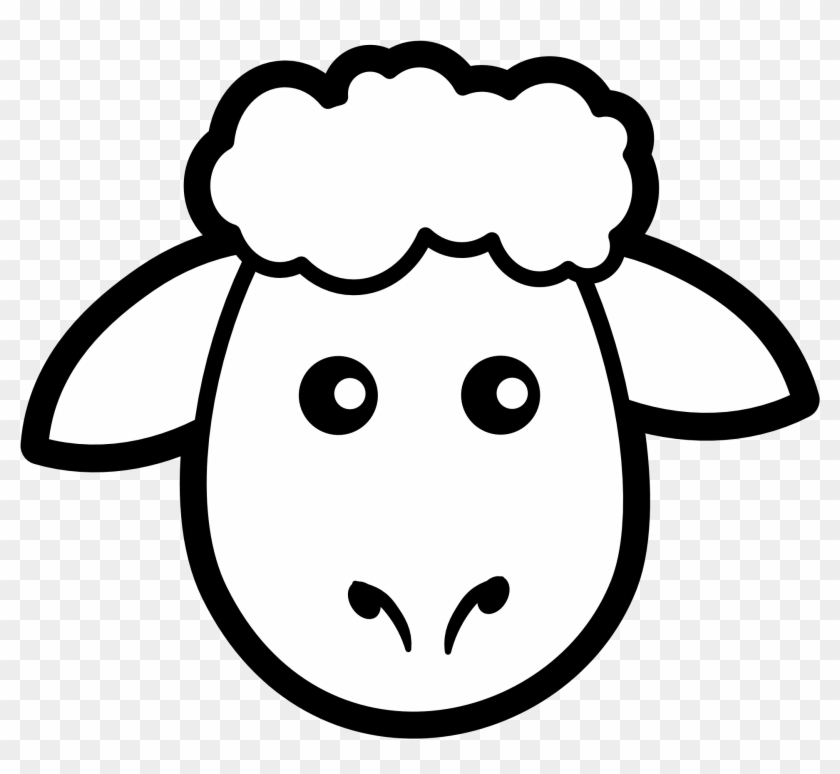 Lamb Face Clipart - Sheep Head Clipart Black And White - Png Download #1351086
