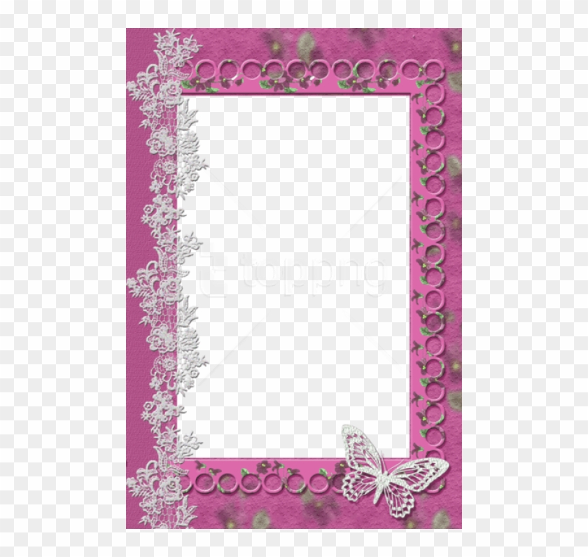 Free Png Pink Transparent Frame With Lace Butterfly - Transparent Lace Frame Png Clipart #1352030