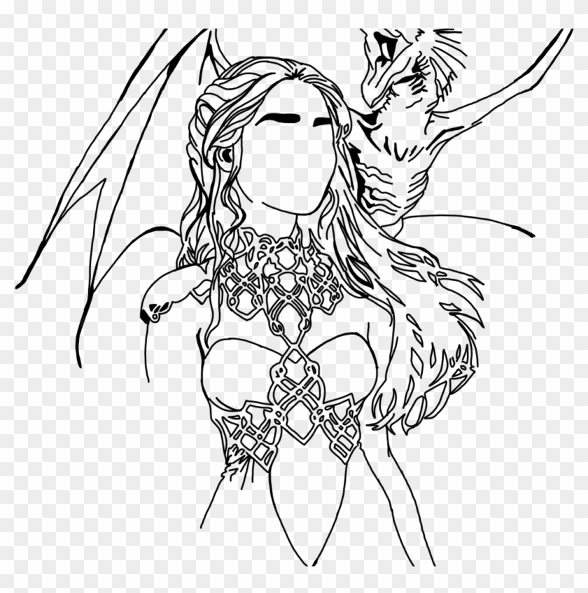 Drawing Daenerys Targaryen "mother Of The Dragons " - Line Art Clipart #1352526