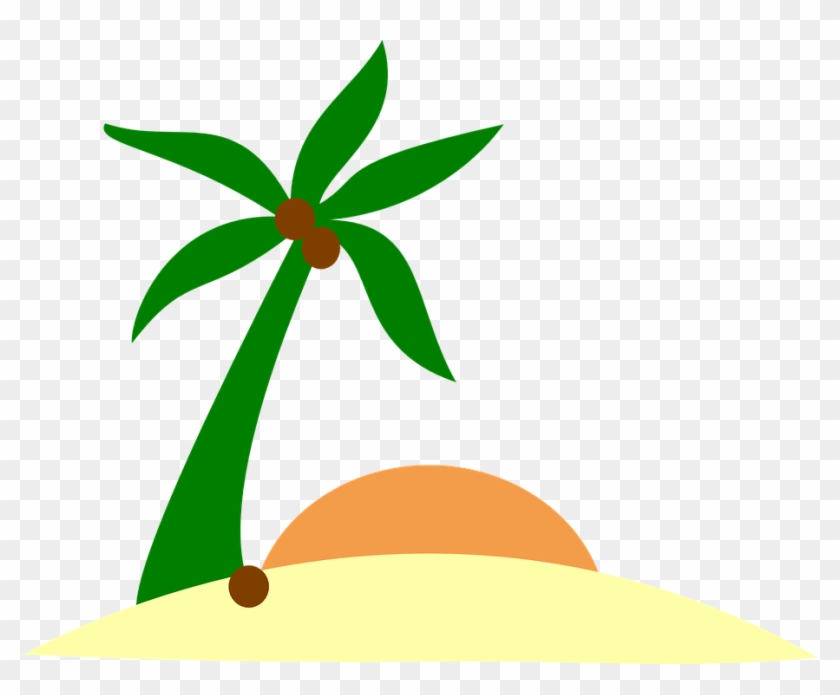 Sunset Clipart Plam Tree - Palm Tree Island Png Transparent Png #1353140