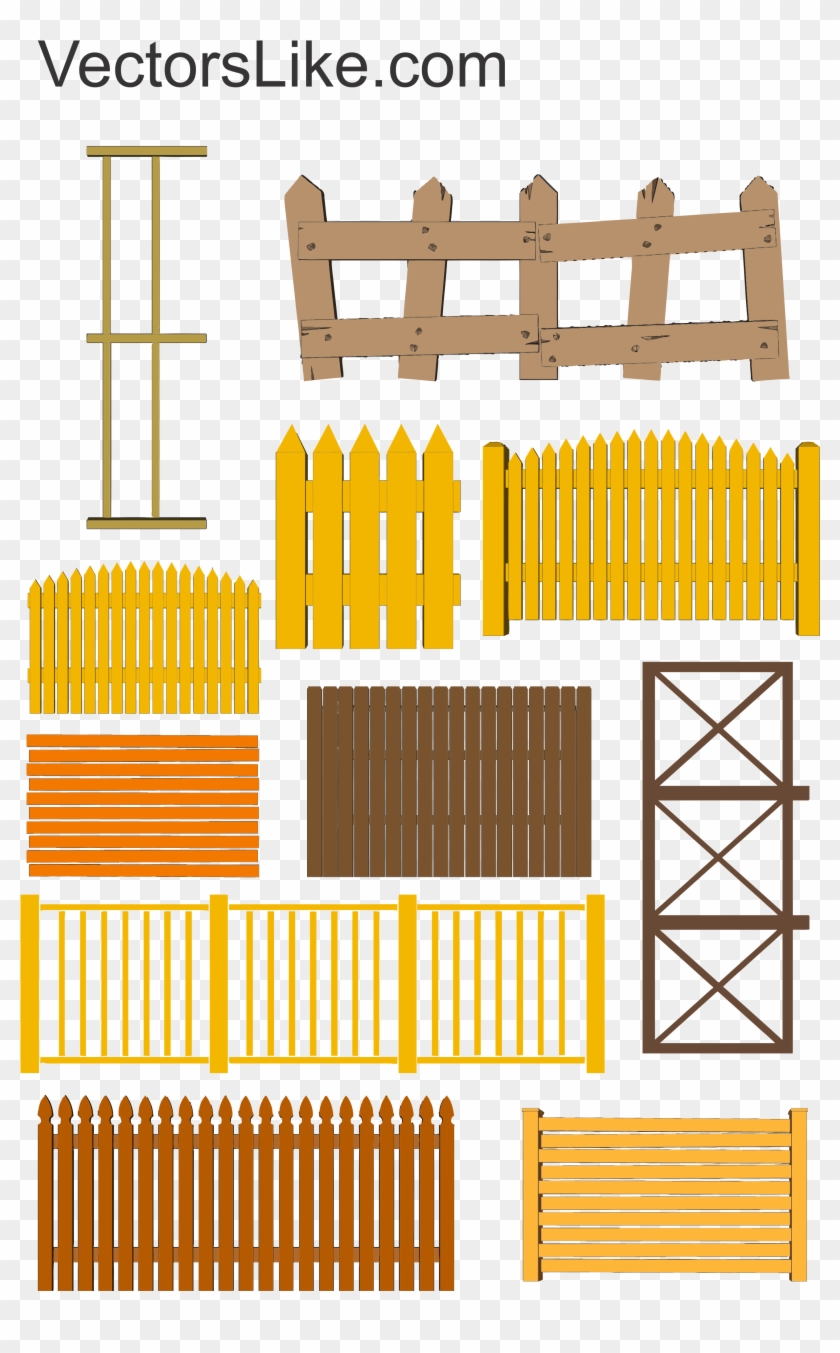 Wooden Fence Vector Free Vectors Like - Wood Fence Vector Free Clipart #1355397
