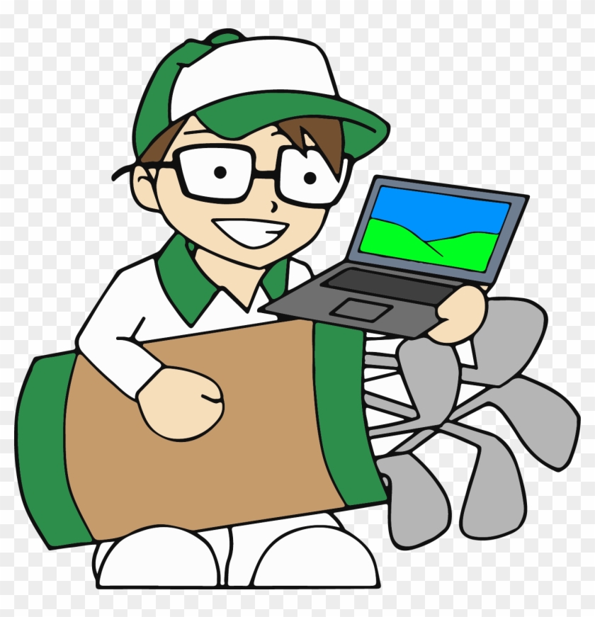 Kaddy's Computer Repair - Cartoon Laptop Repair Green Color Png Clipart #1356133