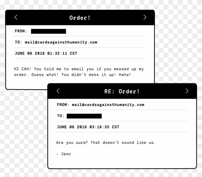 How Cards Against Humanity Maintains Personality While - Cards Against Humanity Customer Service Order Email Clipart