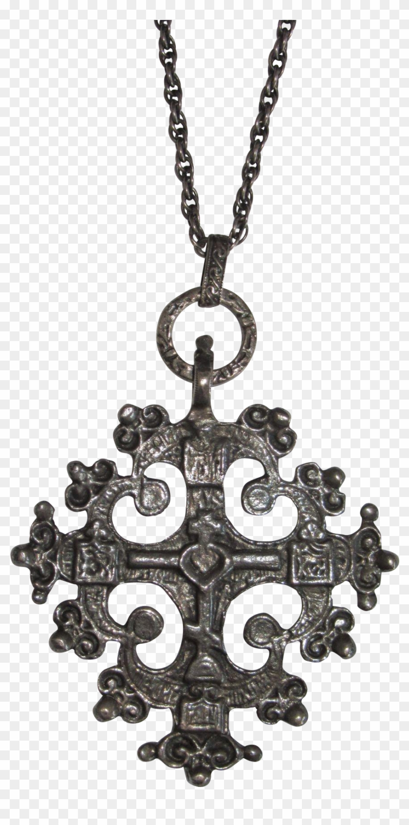 Italy Sterling Gothic Cross With Ornate Gargoyle Long Clipart