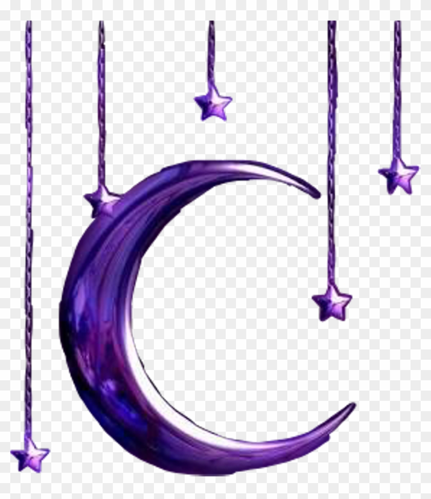 Purple Moon And Hanging Stars Clipart