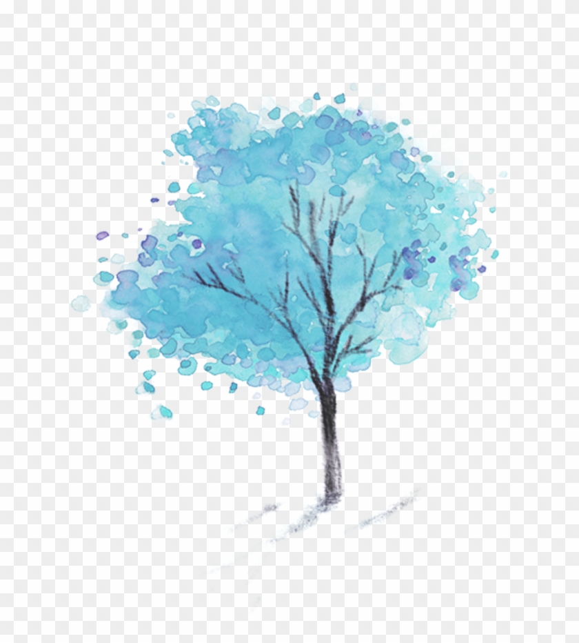 #ftestickers #watercolor #tree #blue - Trees Png Watercolor Clipart #1358187