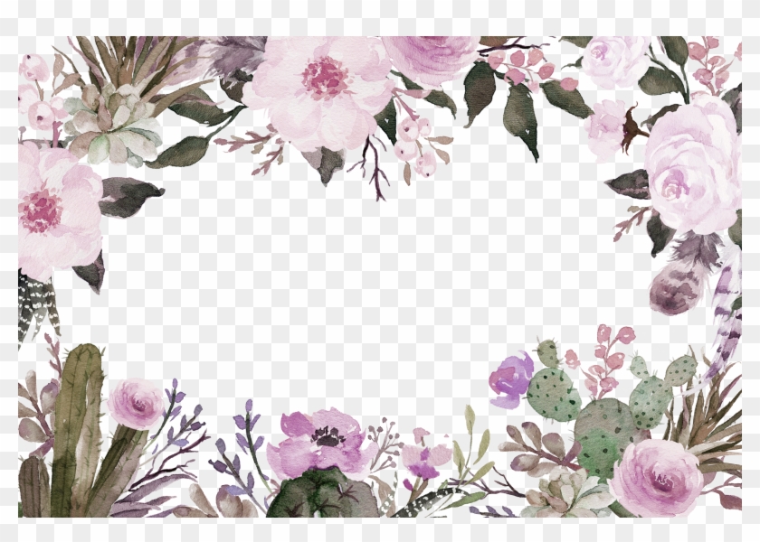 Cut Flowers Painting - Watercolor Floral Border Designs Clipart #1359415