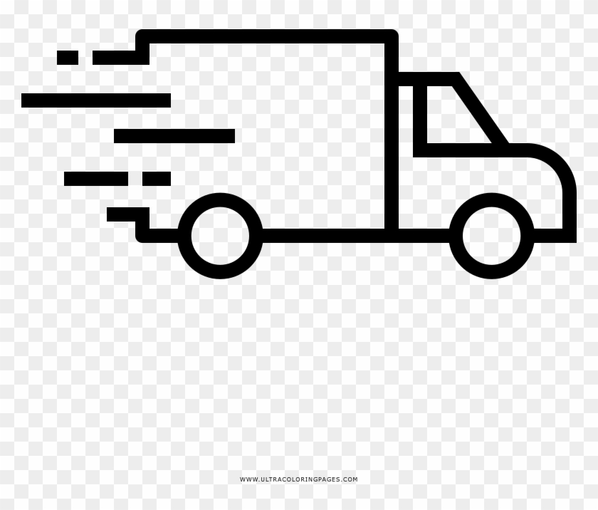 Delivery Truck Coloring Page - Car Outline Transparent Background Clipart