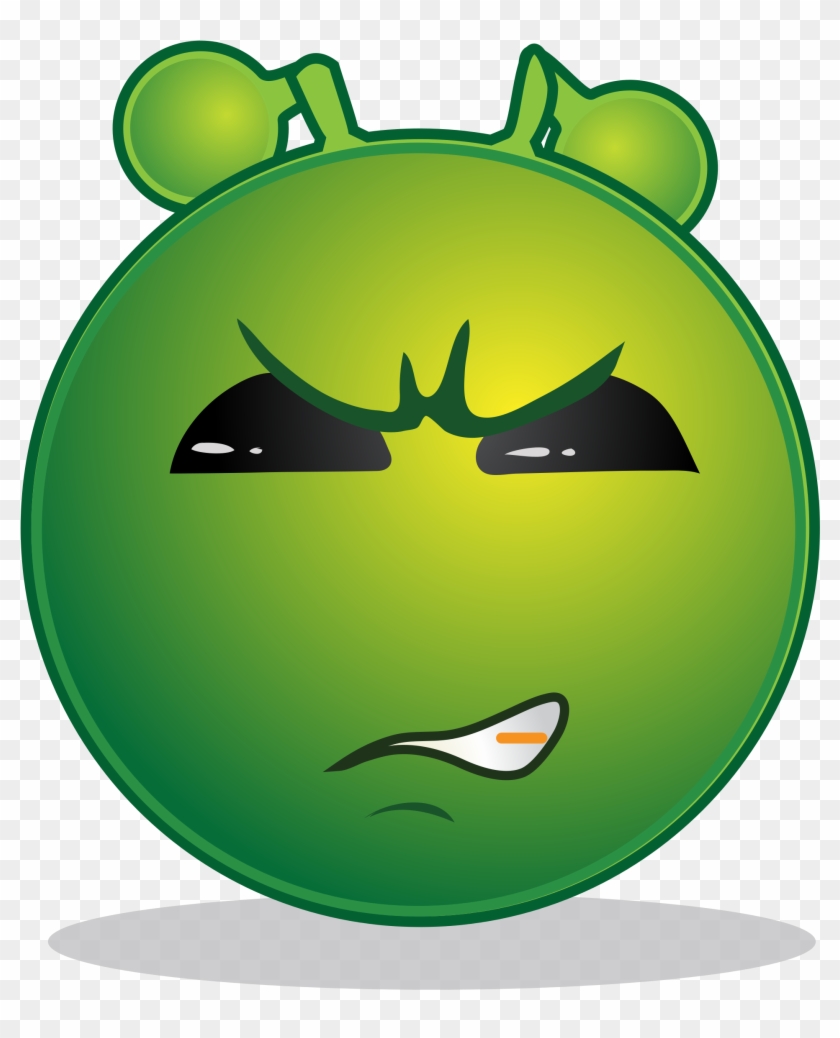 File Smiley Determined Svg Wikimedia Commons Open - Smiley Alien Green Clipart #1360747
