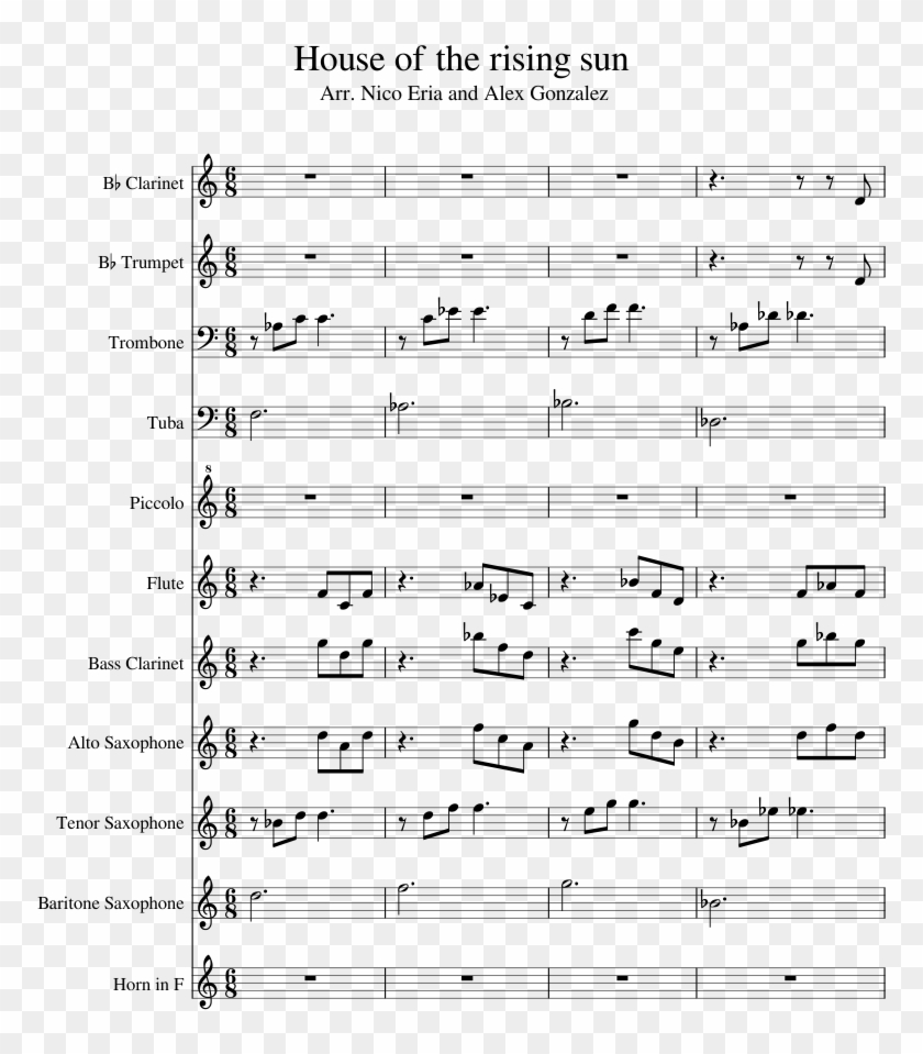 House Of The Rising Sun Sheet Music Composed By Wood - Penguin Promenade Clarinet Sheet Music Clipart #1360808