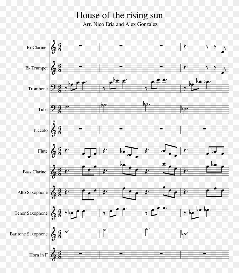 House Of The Rising Sun Sheet Music Composed By Wood - Penguin Promenade Clarinet Sheet Music Clipart