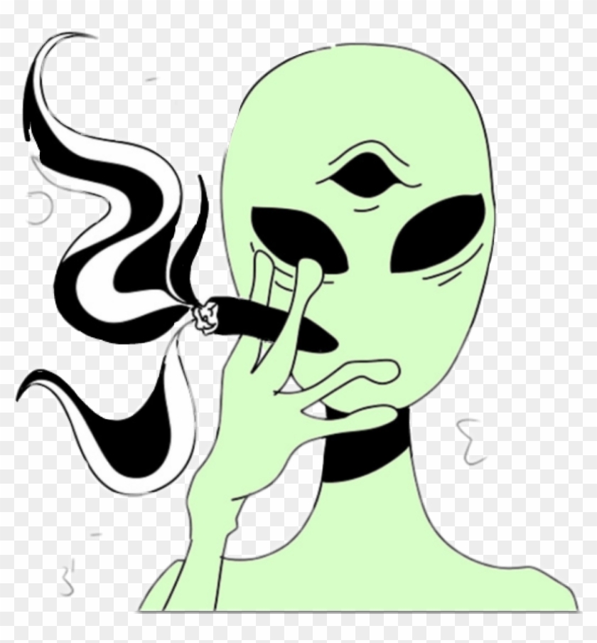 Alien Sticker - Dibujo De Alien Fumando Clipart #1361045