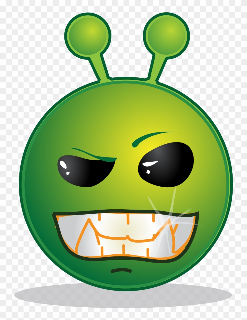 Smiley Green Alien Naah - Smiley Alienne Clipart #1361198