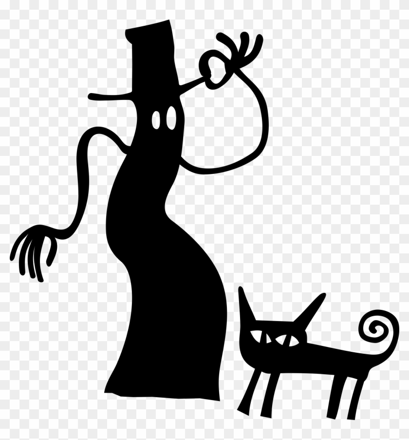 Ghost With Black Cat Vector File Image - Boogeyman Kids Clipart