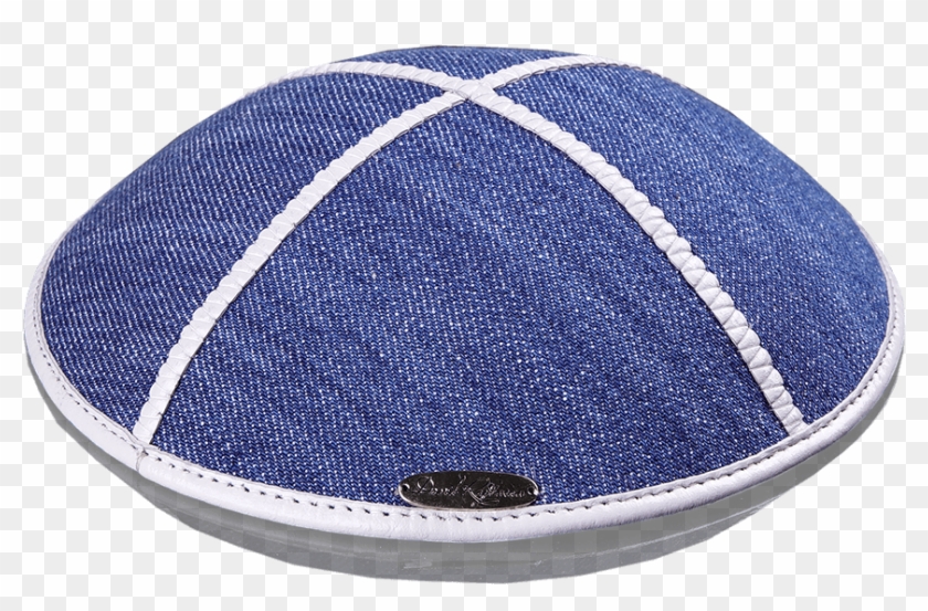 Kippah «classic» Jeans Blue With White Edging - Beanie Clipart