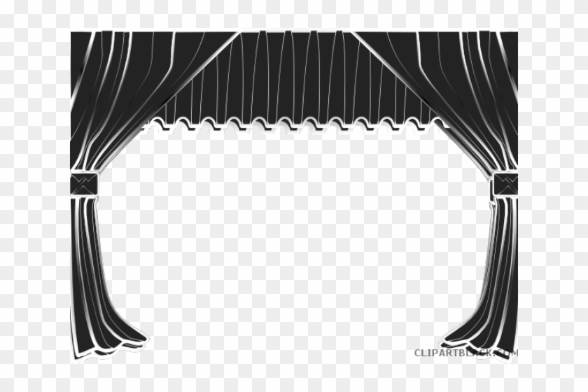 Curtain Clipart Black And White - Theater Curtain - Png Download