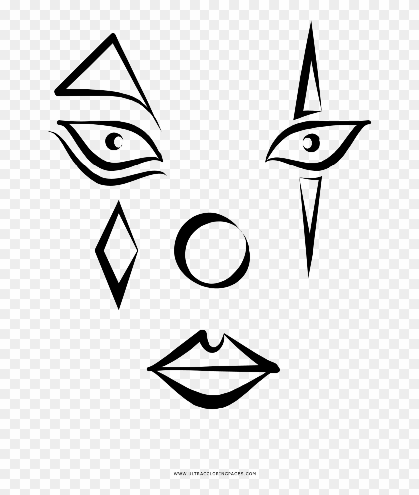 Clown Face Coloring Page Clipart