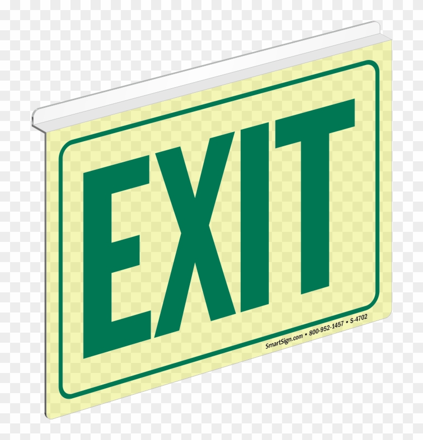 Green Exit Glow Z-sign For Ceiling - Sign Clipart