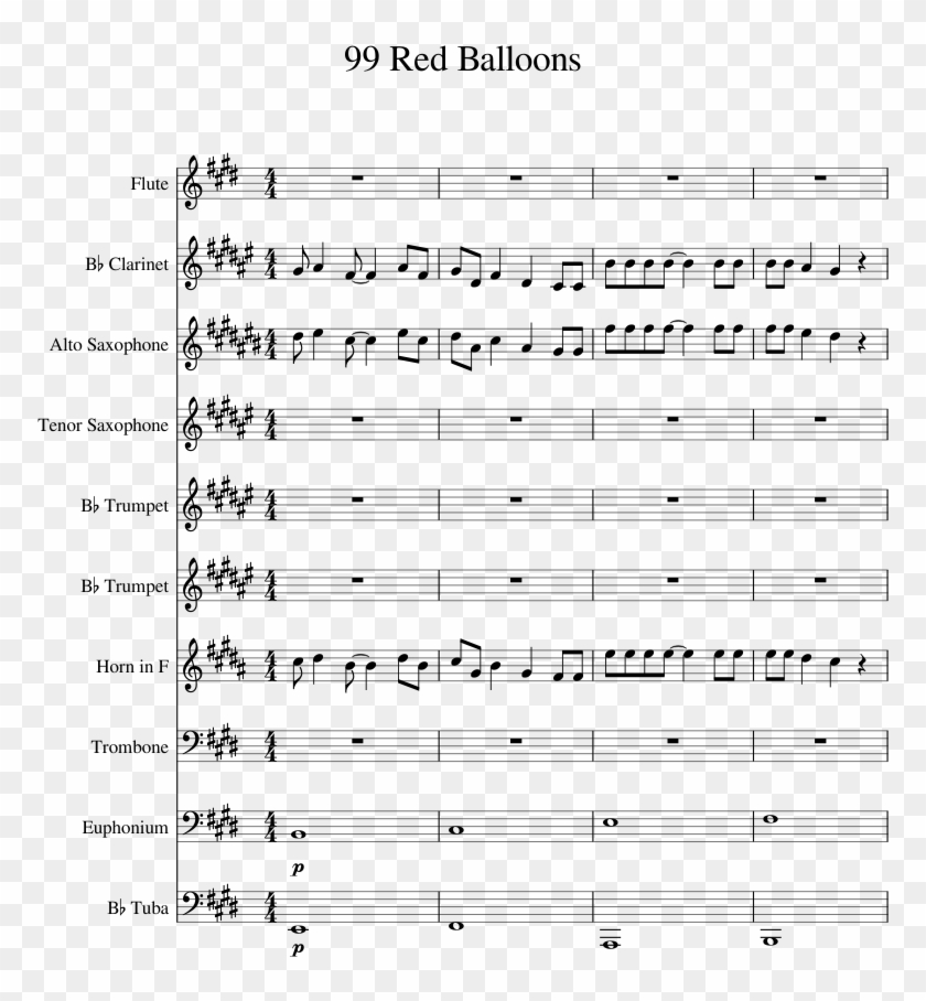 99 Red Balloons Sheet Music 1 Of 14 Pages - Jellyfish Jam Flute Sheet Music Clipart #1364103