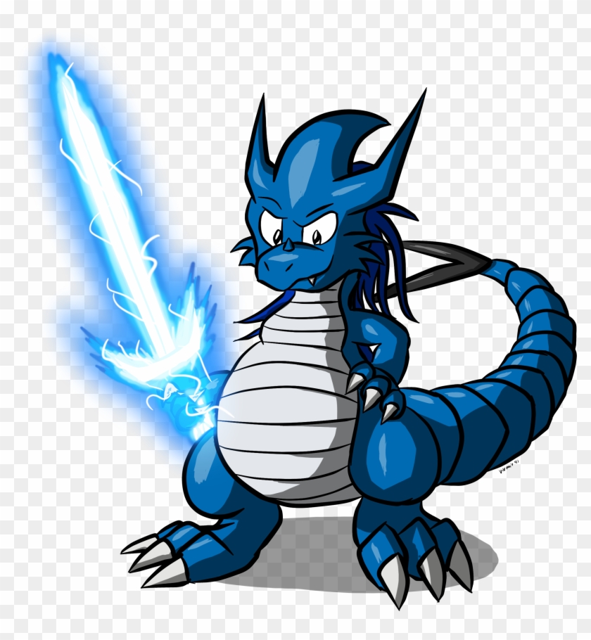 Drawn Dragon On Sword - Cartoon Dragon With Sword Clipart