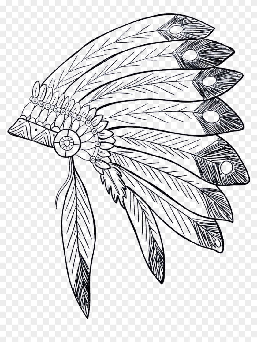 Indian,native American Indian - Indian Headdress Coloring Pages Clipart #1365888