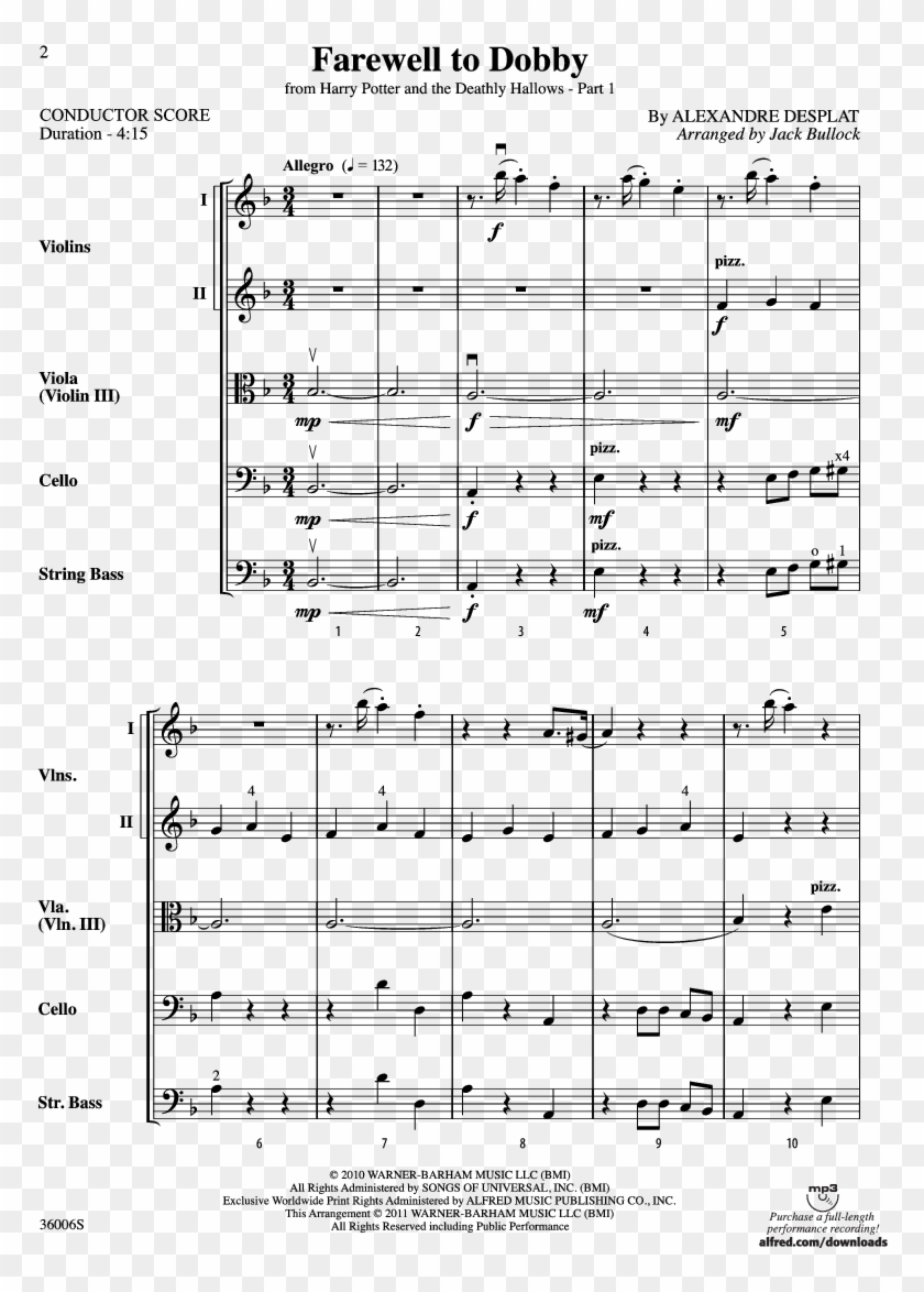 Farewell To Dobby Thumbnail - Transylvanian Lullaby Violin Pdf Clipart