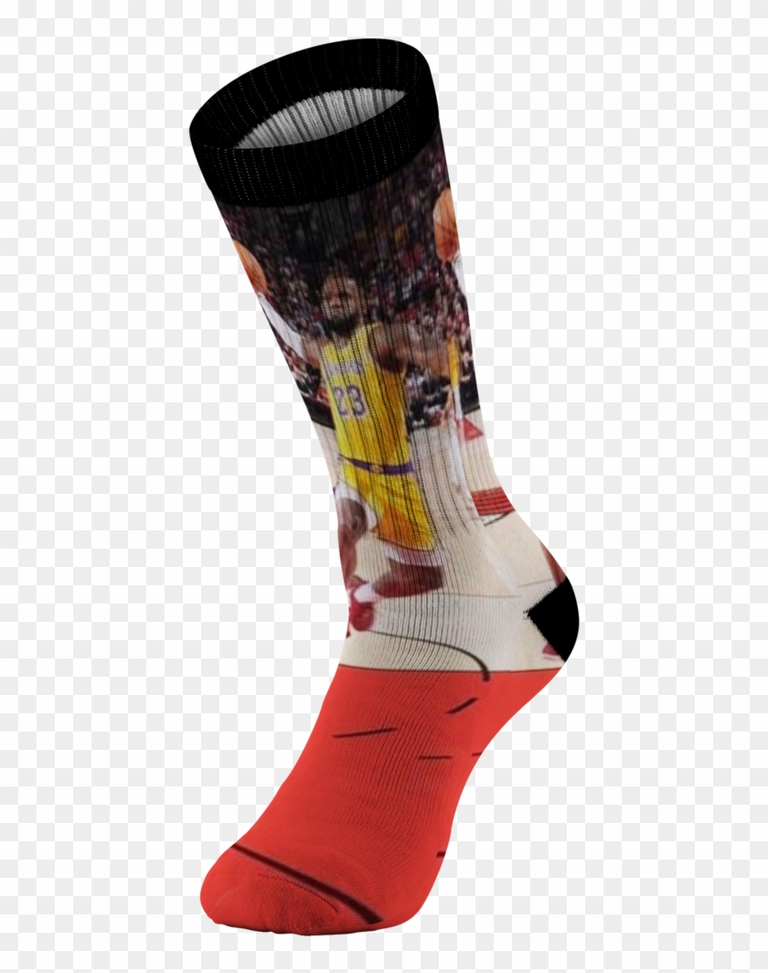 Customized Lakers Lebron James Dunk Design Print Socks, - Sock Clipart #1367620
