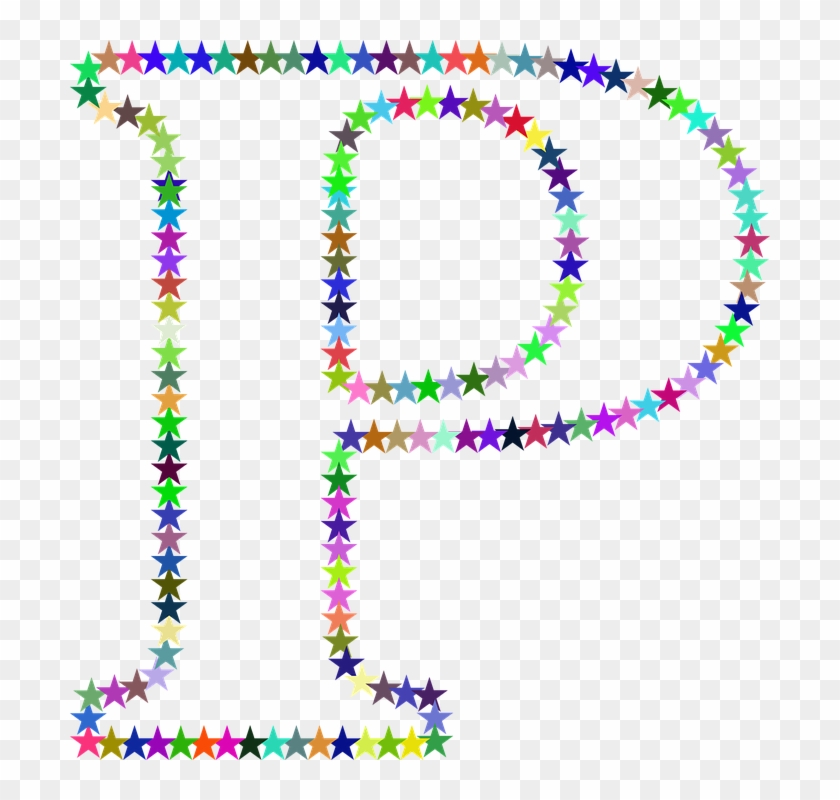 Stars, Colorful, Prismatic, Chromatic, Rainbow - Letter P With Stars Clipart