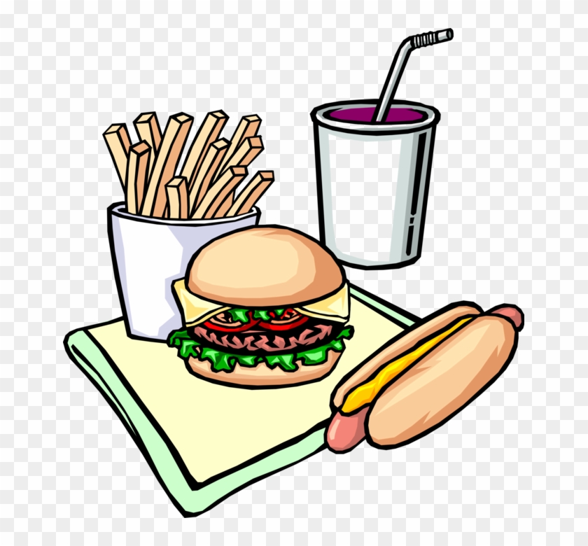 659 X 700 1 - Burger Fries Hotdog Cartoon Clipart