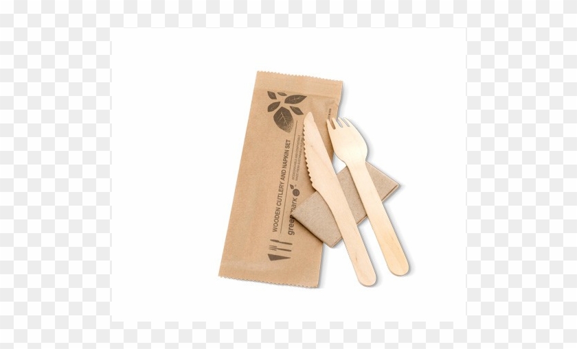 Wooden Knife Fork Napkin Set - Wood Clipart