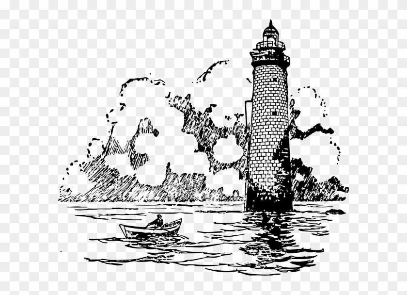 Ink Pen Art, Lighthouse Art, Rowing, Online Art, Small - Lighthouse Line Art Clipart #1370295