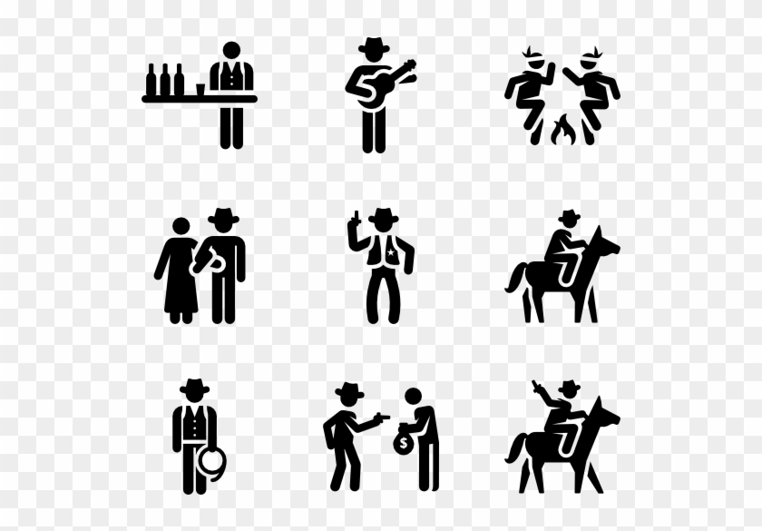 Wild West Pictograms - Silhouette Clipart #1370414
